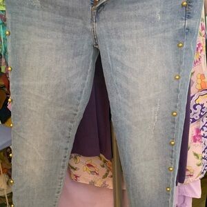 Light Wash Women's Jeans with Side Stud Detail